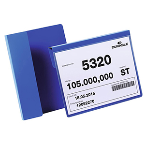 Kennzeichnungstasche mit Falz, A4 Querformat, BxH innen 297x210 mm, Farbe dunkelblau, VE 50 Stück