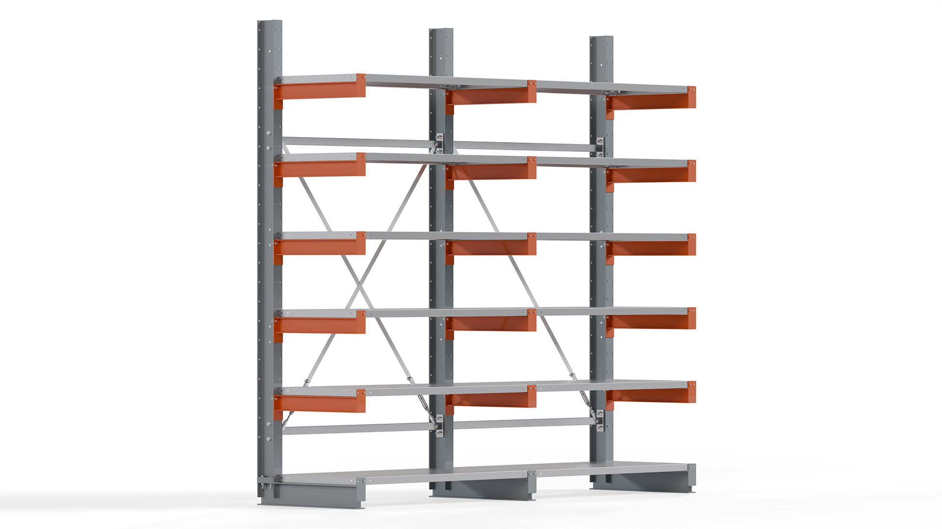 Kragarmregal KARL basic - lackiert - Breite: 256 cm - Höhe: 250 cm - Tiefe: 60 cm - Traglast je Kragarm: 730 kg - einseitig