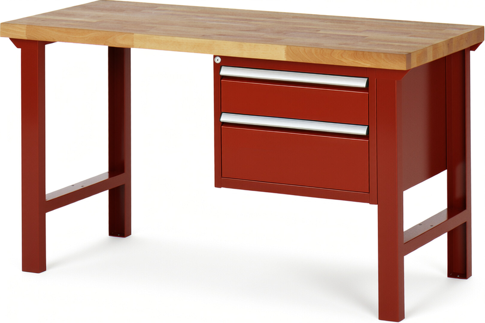 RAU Werkbank rot - Breite 150 cm - Tiefe 70 cm - Höhe 84 cm - Buche-Massiv Arbeitsplatte 40 mm