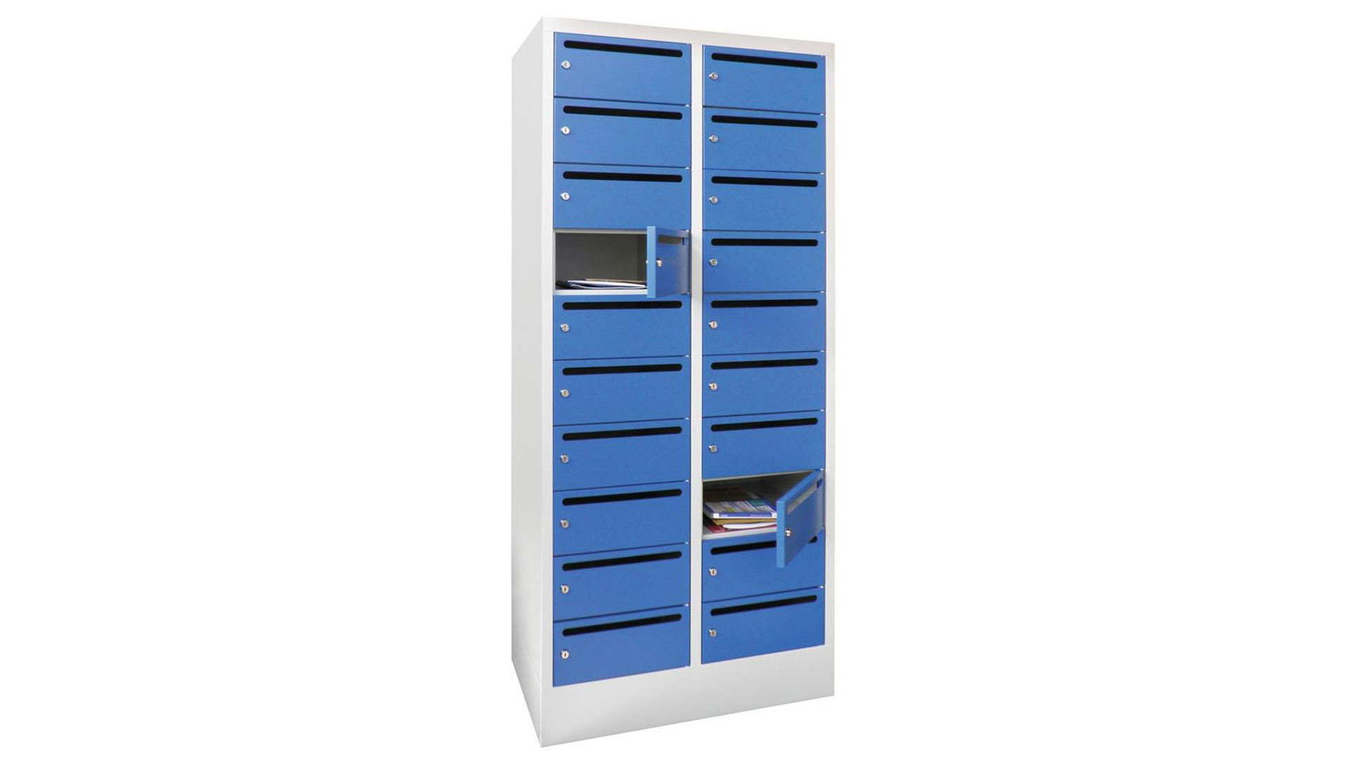 Postverteilerschrank, Breite 80 cm, Höhe 185 cm, Tiefe 50 cm, 20 Fächer
