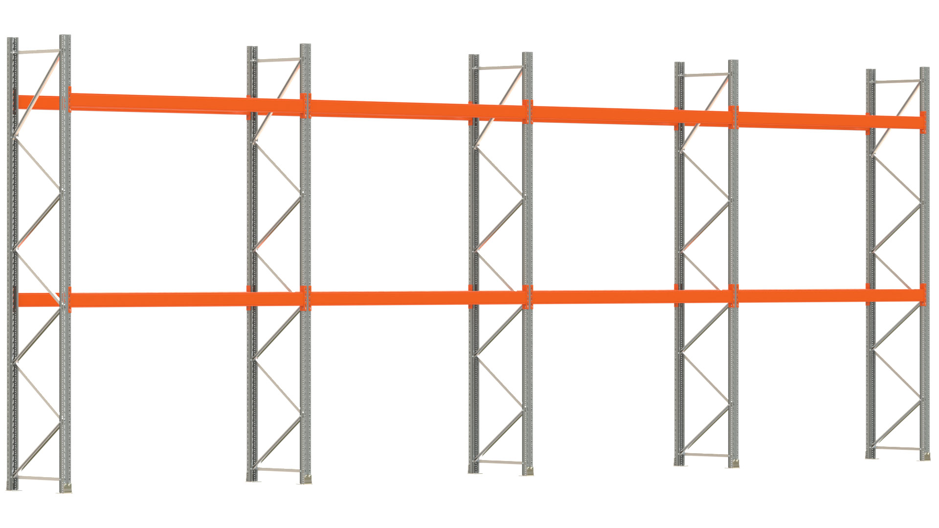 Palettenregal ARTUS - Breite 1122,5 cm - Höhe 400 cm - Tiefe 80 cm - 2 Träger-Ebenen - max. Fachlast 3000 kg - 24 Palettenstellplätze