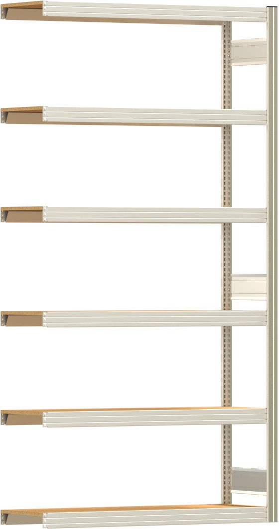 Fachbodenregal BERT - Breite: 128,5 cm - Tiefe: 40 cm - Höhe: 250 cm - 6 Böden - Anbauregal