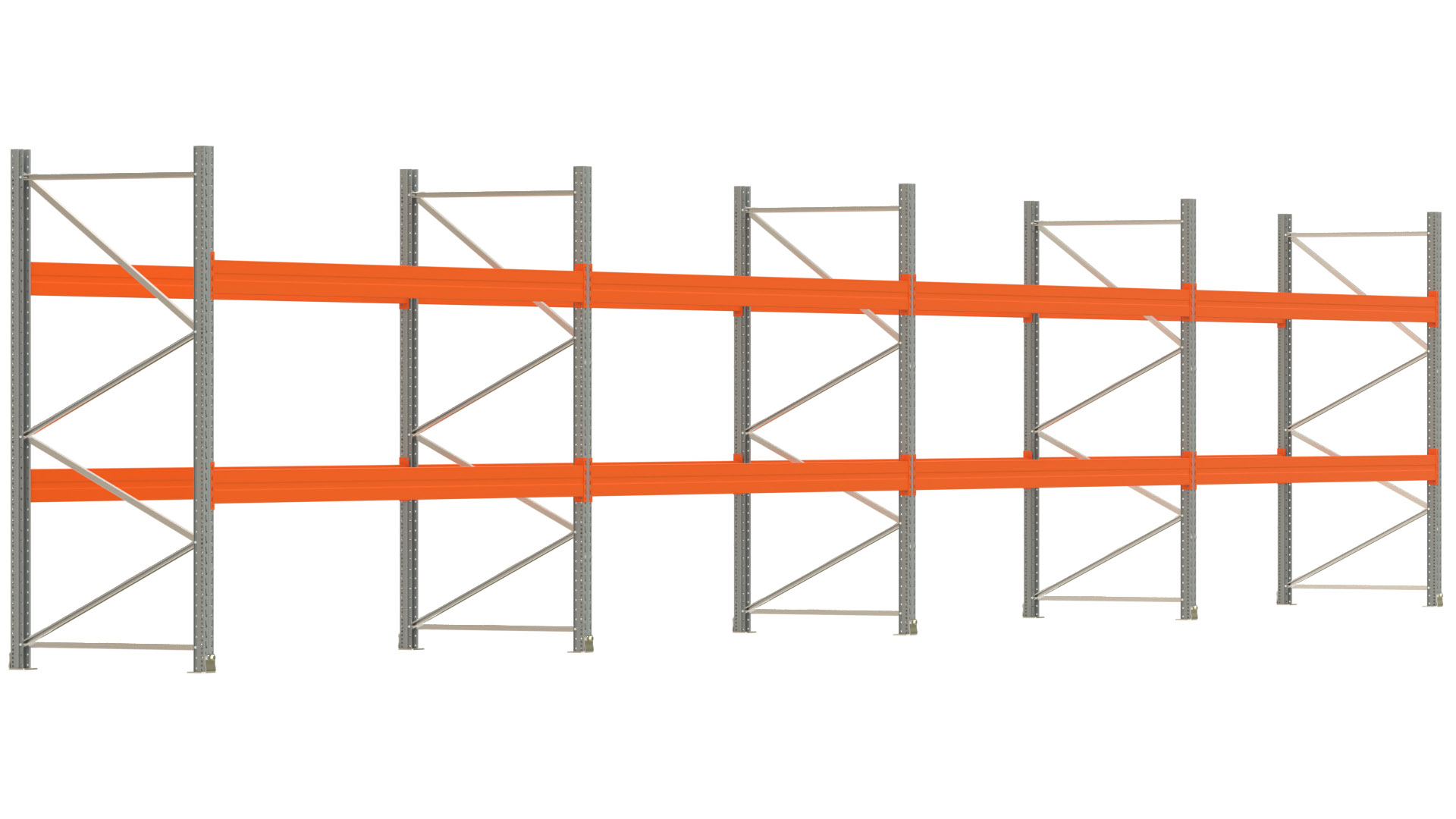 Palettenregal ARTUS - Breite 1482,5 cm - Höhe 250 cm - Tiefe 110 cm - Fachlast 4000 kg - 48 Palettenstellplätze