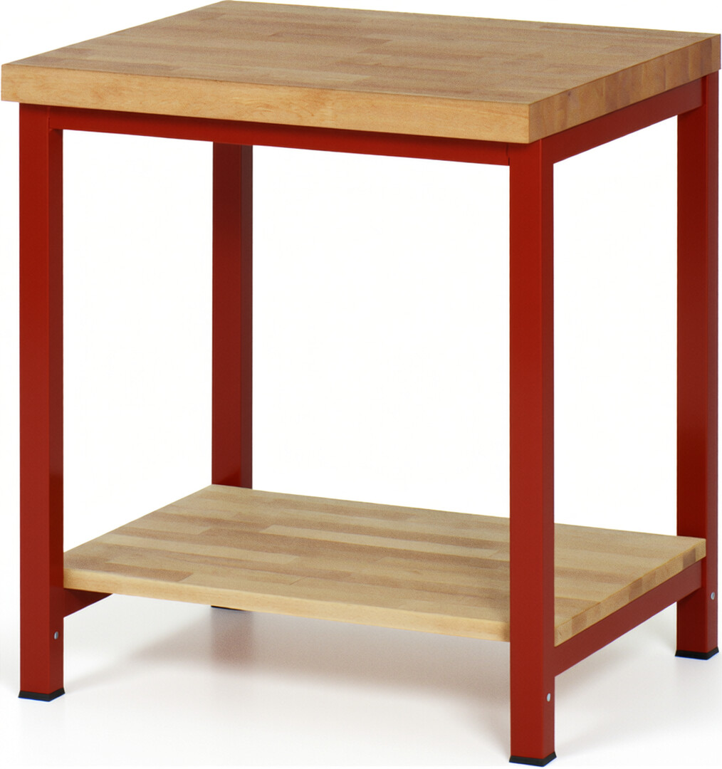 Werkbank Modell 8000 rot, BxTxH 750x700x840-1040 mm,  Buche-Massiv Arbeitsplatte 40 mm