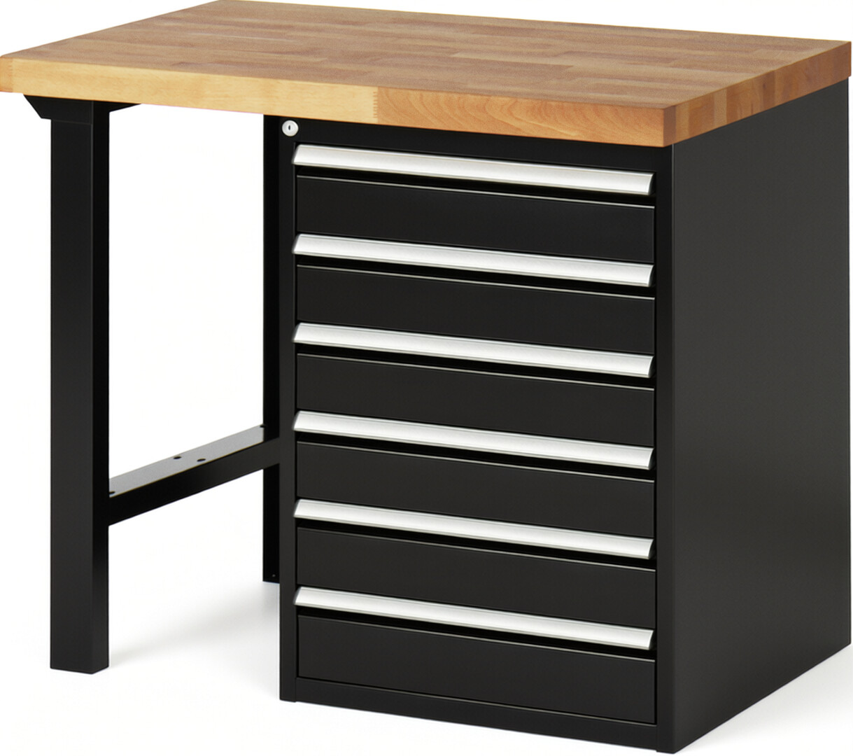 RAU Werkbank schwarz - Breite 100 cm - Tiefe 70 cm - Höhe 89 cm - Buche-Massiv Arbeitsplatte 40 mm