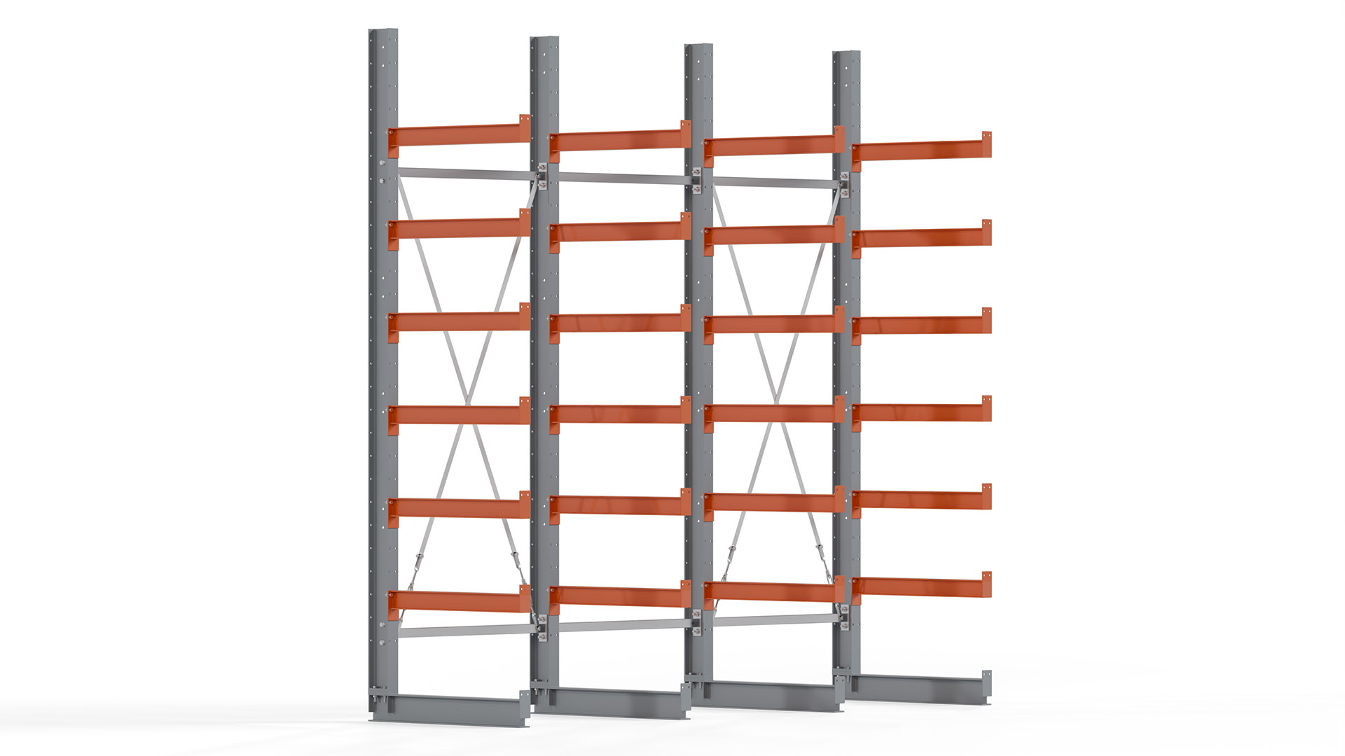 Kragarmregal KARL basic - lackiert - Breite: 300 cm - Höhe: 300 cm - Tiefe: 80 cm - Traglast je Kragarm: 550 kg - einseitig