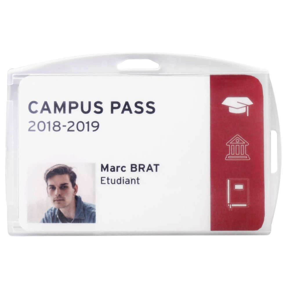 Sicherheits-Betriebsausweishalter, für 1 Karte, PP, BxT 96x64 mm, quer + hoch, transparent, VE 50 Stück