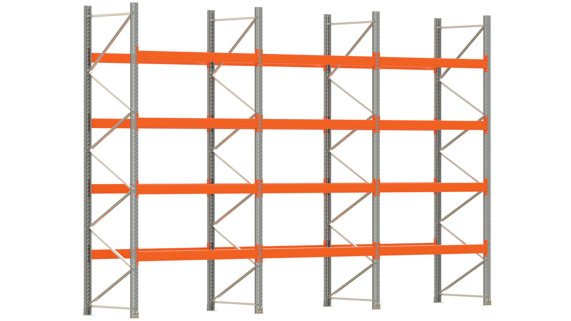 Palettenregal ARTUS - Breite 604 cm - Höhe 400 cm - Tiefe 110 cm - Fachlast 2000 kg - 30 Palettenstellplätze