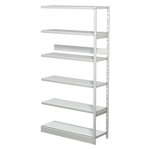 Aktenregal, Büroregal - Steckregal ohne Rückwand, Anbaufeld, 6 Fachböden, 5 OH, BxTxH 960x300x1900 mm, lichtgrau