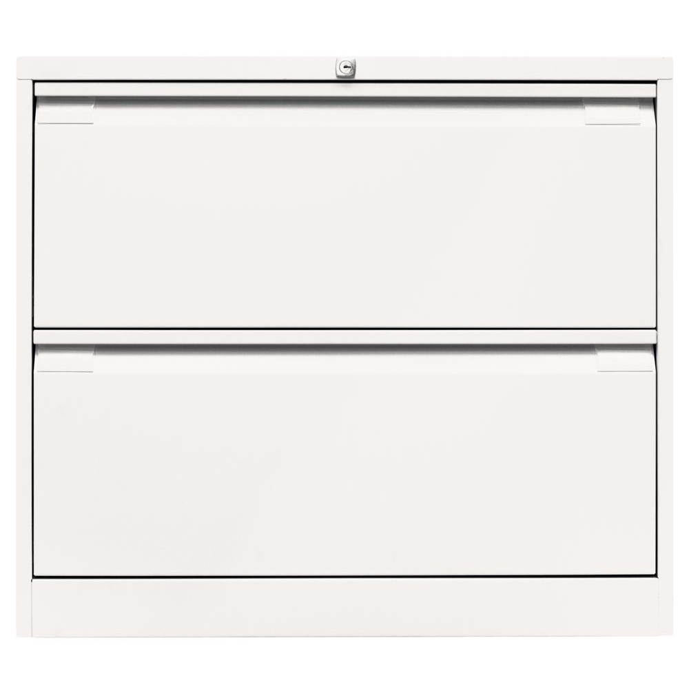 Hängeregisterschrank, BxTxH 800x622x711 mm, doppelbahnig, 2 Schubladen, Griffleiste, verkehrsweiß