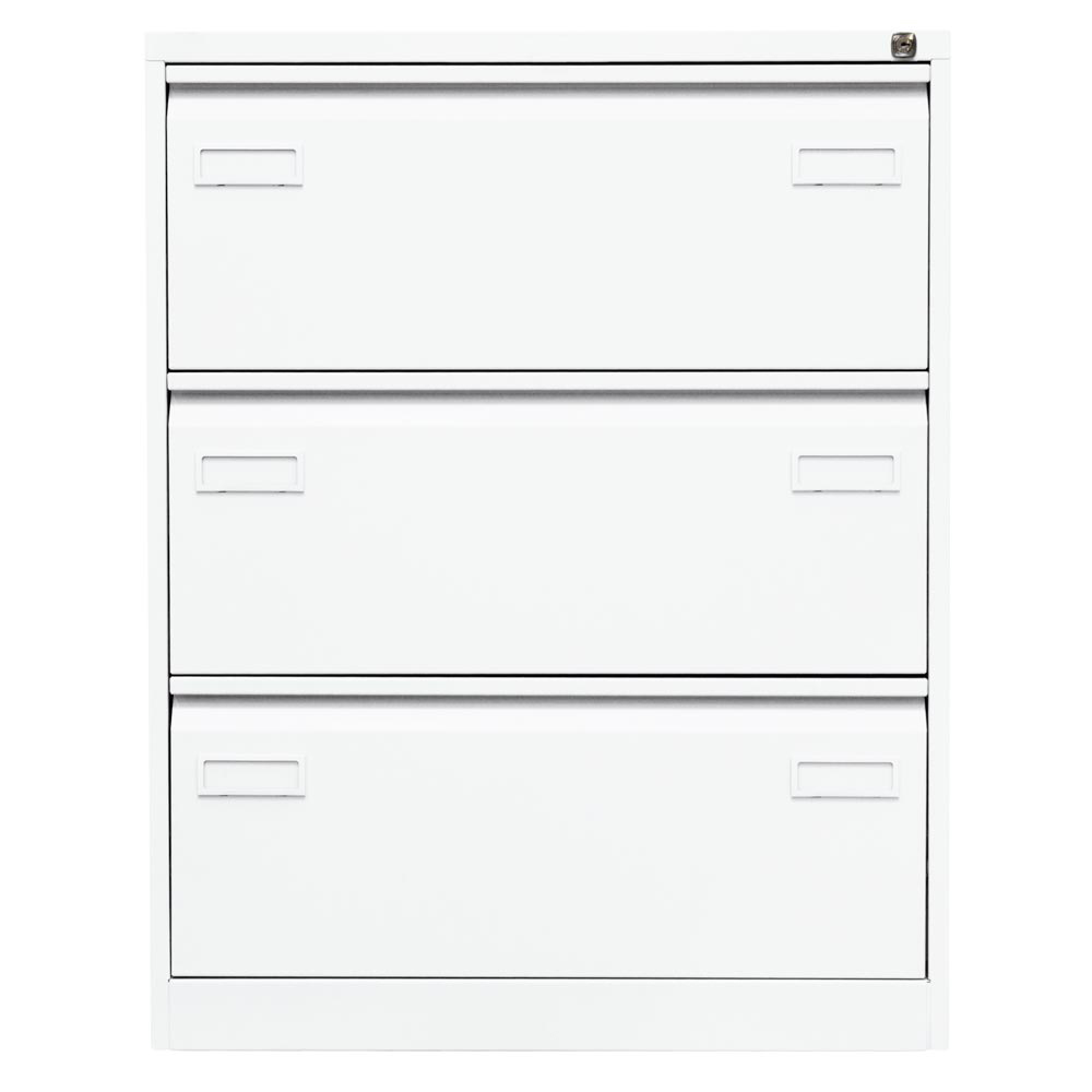 Hängeregisterschrank LIGHT, BxTxH 800x622x1016 mm, doppelbahnig, 3 Schubladen, Griffleiste, verkehrsweiß