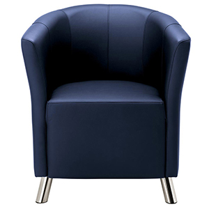 Sessel Club PLUS, BxTxH 700x600x760 mm, Sitz BxT 480x480 mm, Spaltleder/Lederoptik, blau, Füße verchromt