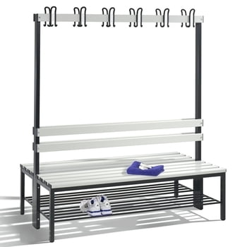 C+P Sitzbank für Umkleide und Garderobe, Breite 150 cm, Höhe 165 cm, Tiefe 75,6 cm