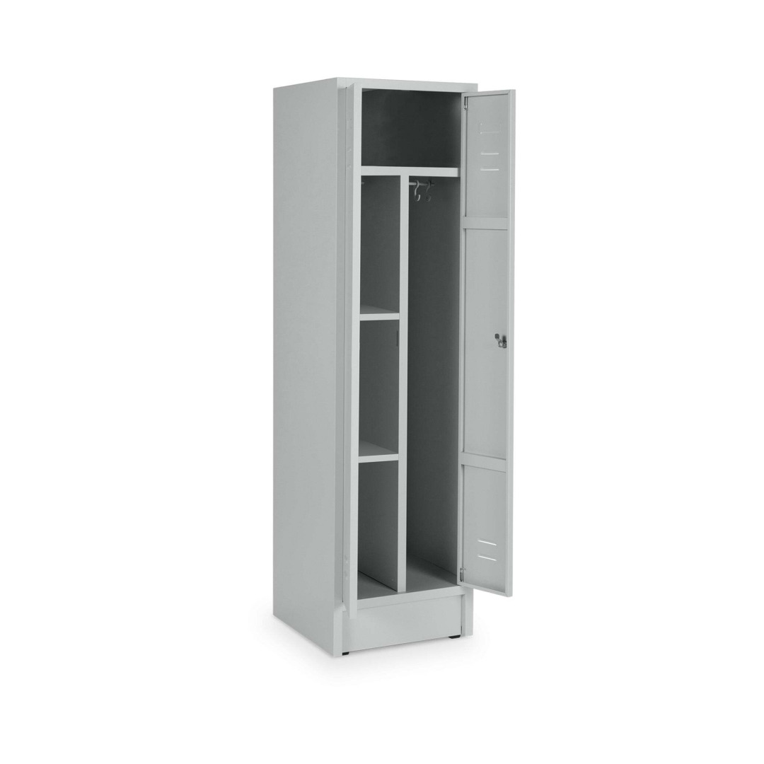 Wäschespind, 2 Abteile, Abteilbreite 25 cm, Höhe 180 cm, Breite 50 cm, RAL 7035 Lichtgrau