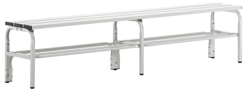 Sitzbank mit Aluleisten, Breite 150 cm, Höhe 45 cm, Tiefe 35 cm