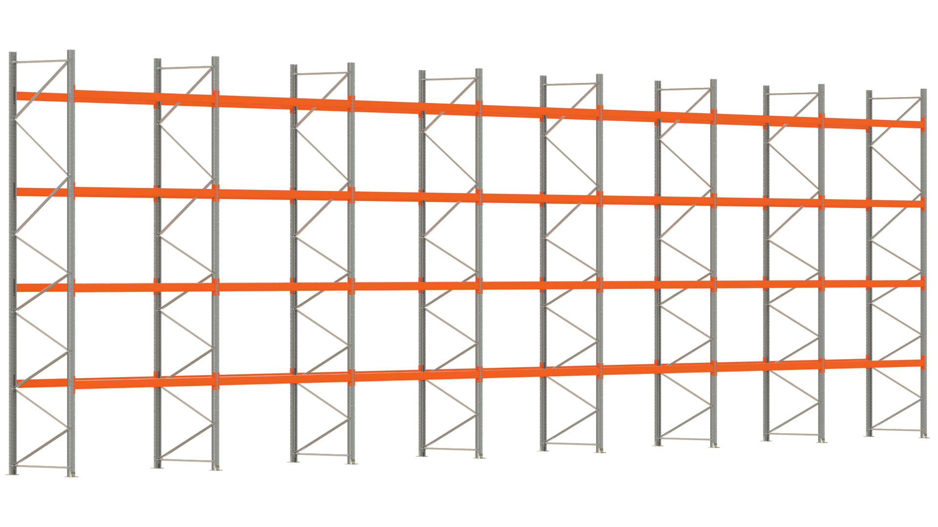 Palettenregal ARTUS - Breite 1958 cm - Höhe 550 cm - Tiefe 110 cm - Fachlast 2000 kg - 105 Palettenstellplätze