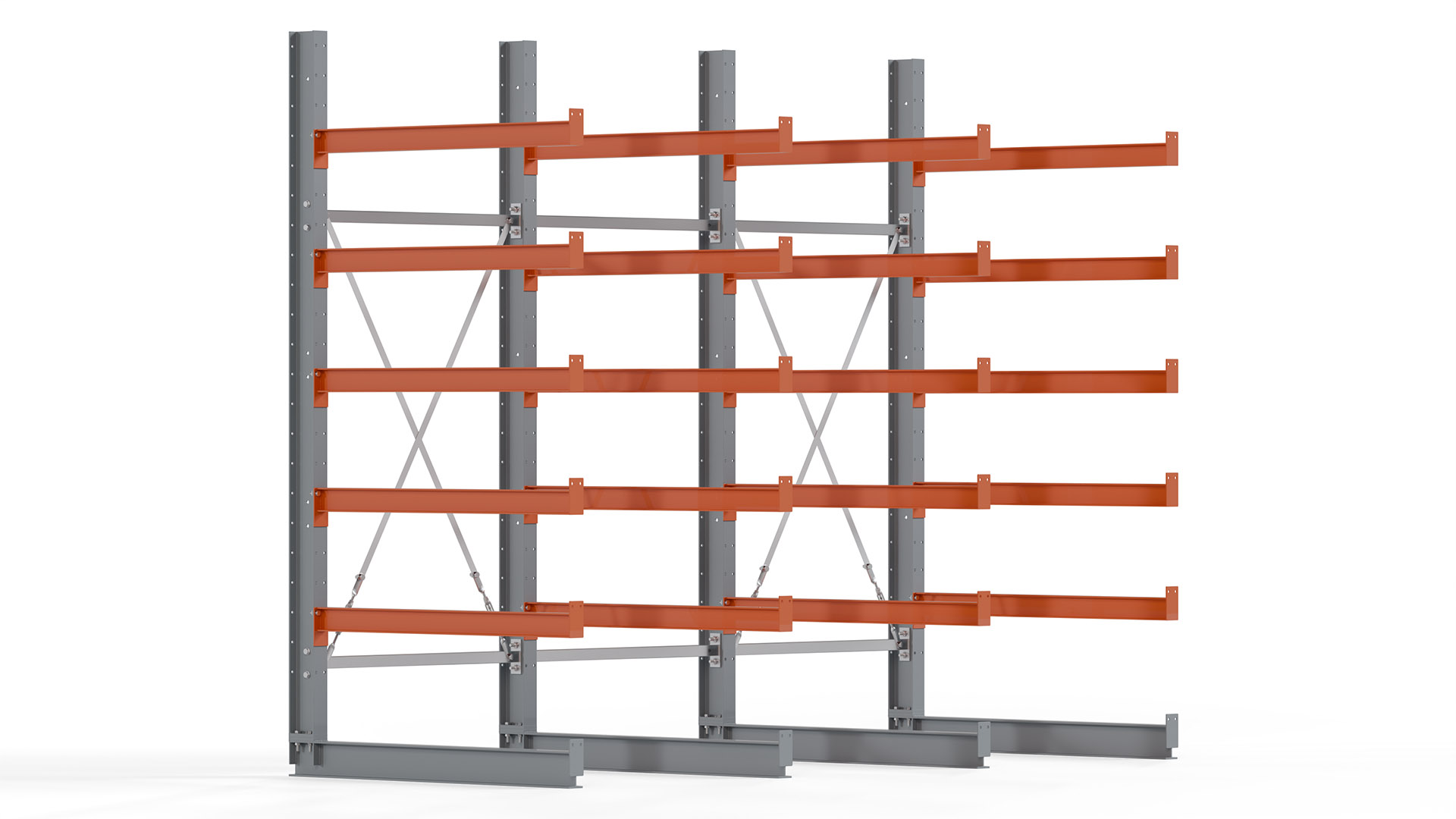 Kragarmregal KARL basic - lackiert - Breite: 300 cm - Höhe: 250 cm - Tiefe: 120 cm - Traglast je Kragarm: 370 kg - einseitig