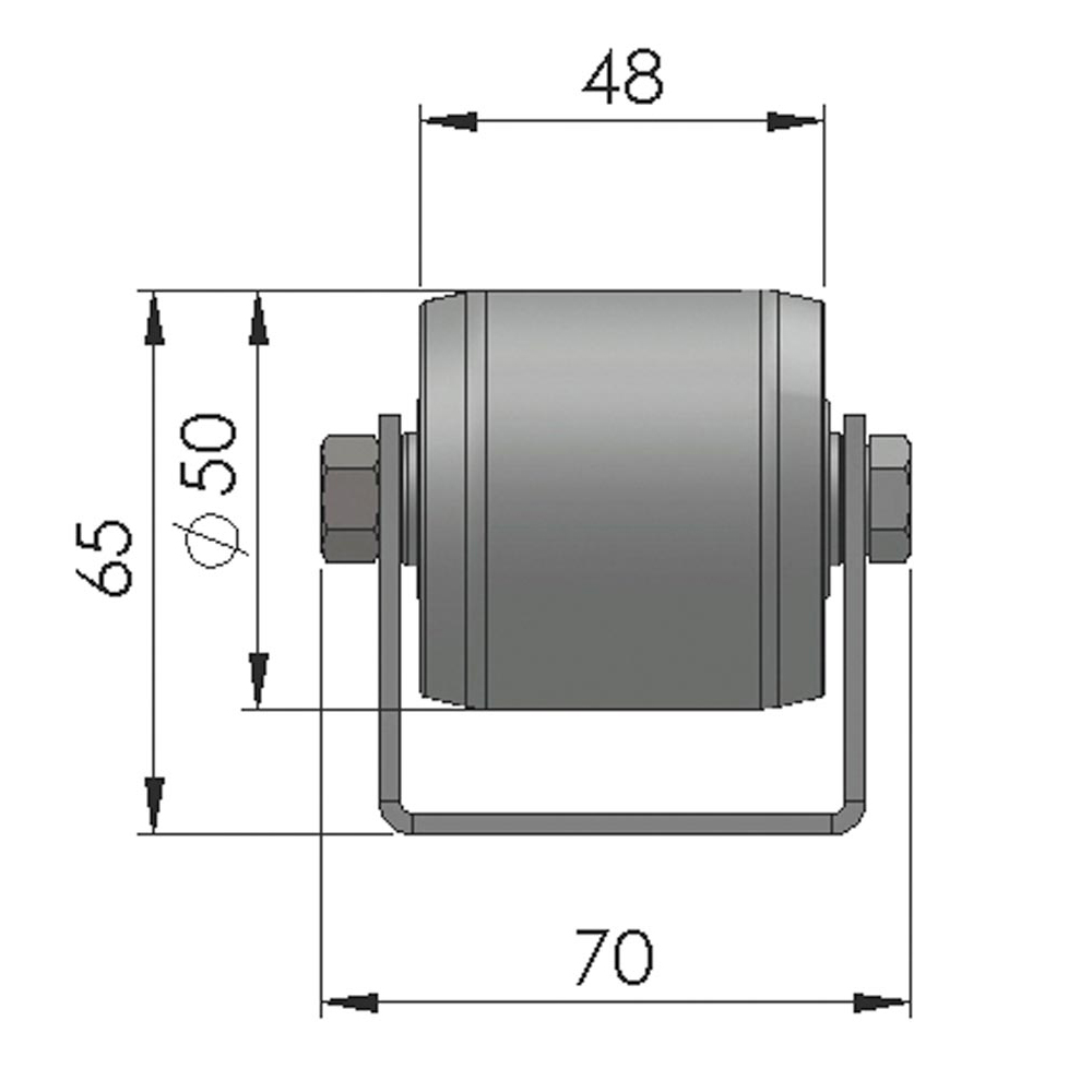 Colli-Rollenschiene, Profil 50/58/50x2,5 mm, verzinkt, Stahlrollen, Traglast 120 kg, Bauhhöhe 65 mm, Achsabstand 166 mm