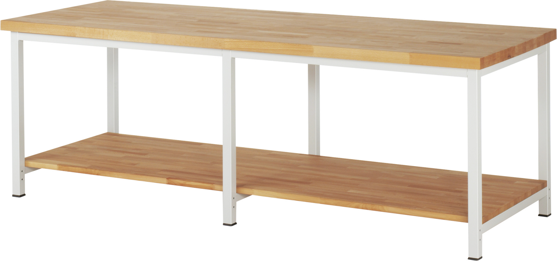 Werkbank Modell 8000,  BxTxH 2500x900x840 mm,  Buche-Massiv Arbeitsplatte 40 mm