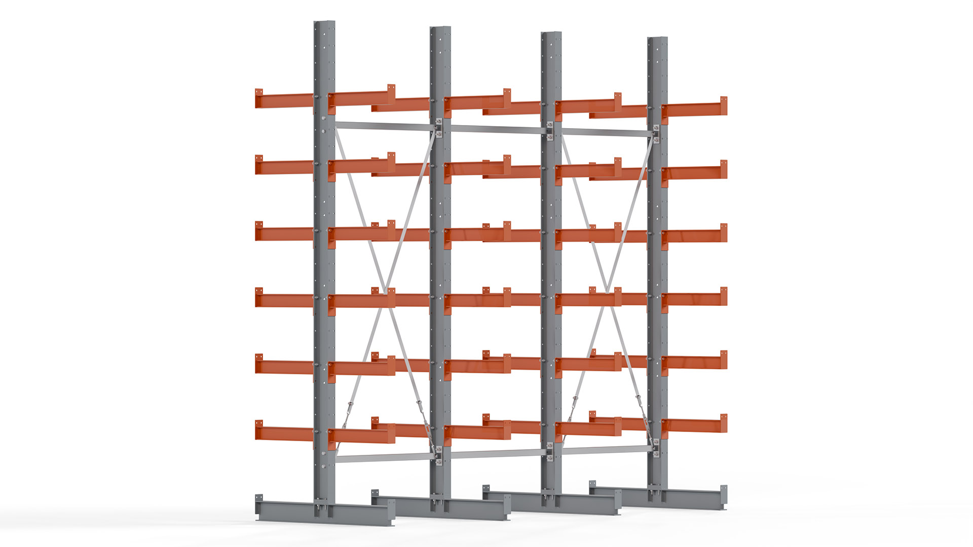 Kragarmregal KARL basic - lackiert - Breite: 300 cm - Höhe: 300 cm - Tiefe: 50 cm - Traglast je Kragarm: 870 kg - beidseitig