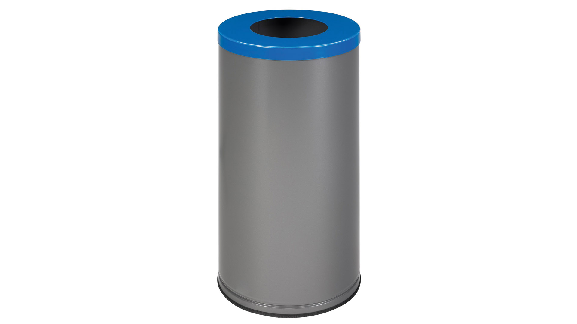 Wertstoffsammler, Stahlblech, Volumen 70 Liter, Durchm. 355 mm, Höhe 700 mm, Behälter eisenglimmer, Deckel enzianblau