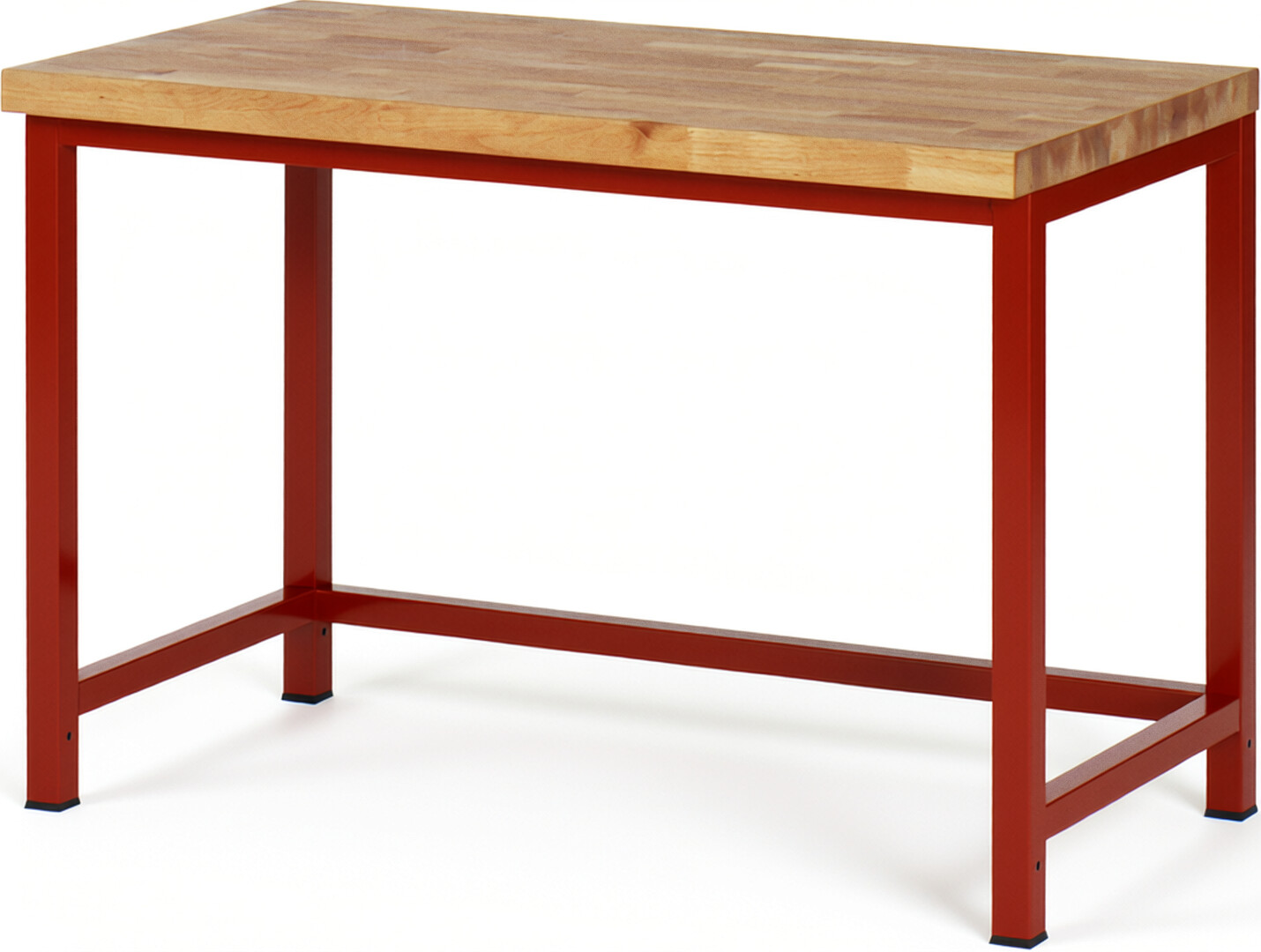 Werkbank rot, Breite 125 cm, Tiefe 70 cm, Höhe 84 cm,  Platte: Buche-Massiv-Arbeitsplatte