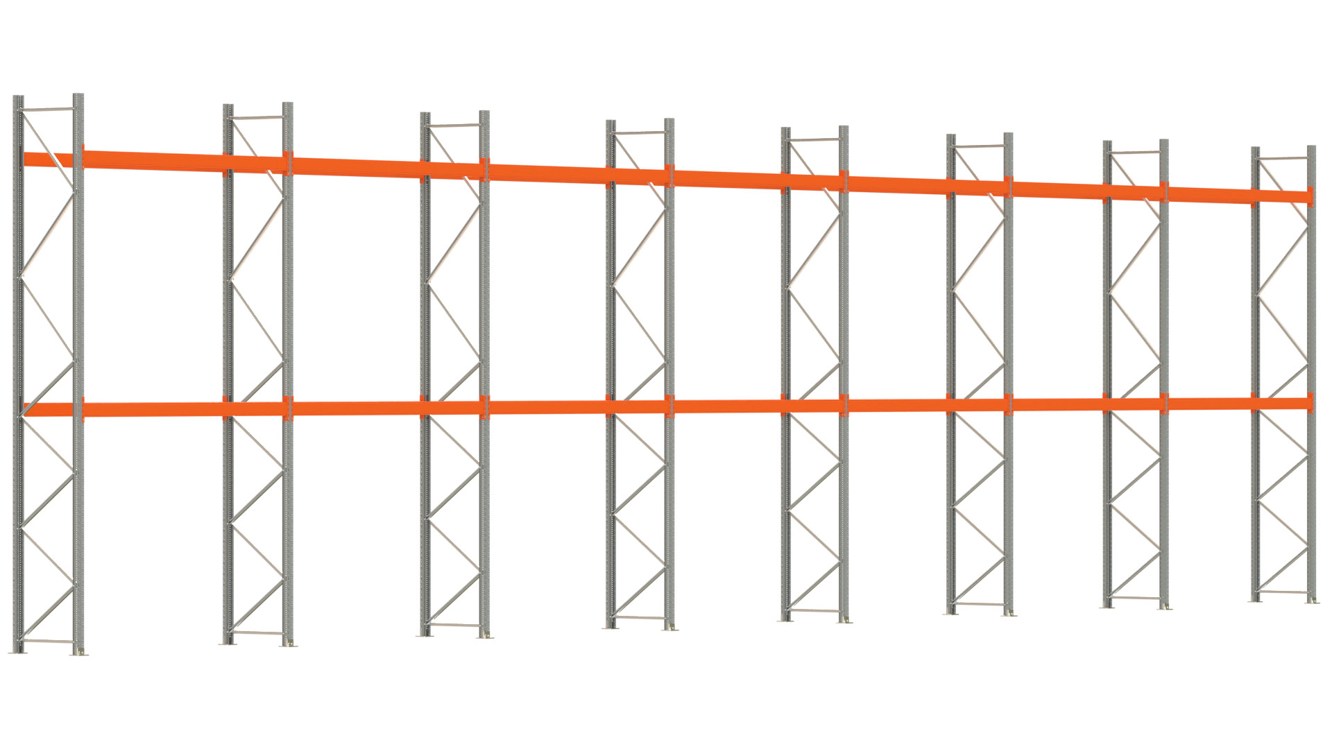 Palettenregal ARTUS - Breite 1958 cm - Höhe 500 cm - Tiefe 80 cm - Fachlast 3000 kg - 42 Palettenstellplätze