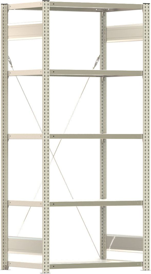 Fachbodenregal BERT - Breite: 87,5 cm - Tiefe: 60 cm - Höhe: 200 cm - 5 Böden - Grundregal