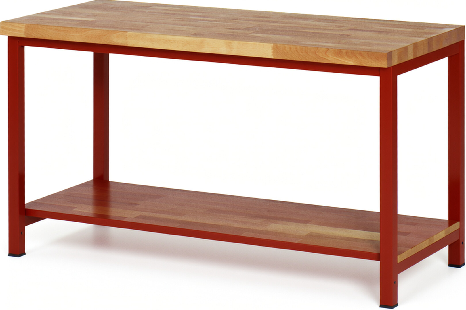 Werkbank - Modell 8000 BASIC rot, BxTxH 1500x700x840 mm,  Buche-Massiv Arbeitsplatte 40 mm