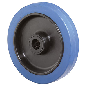 Transportgeräte-Rad, Elastik-Vollgummi blau, Durchm. 160 mm, Traglast 300 kg, Rollenlager