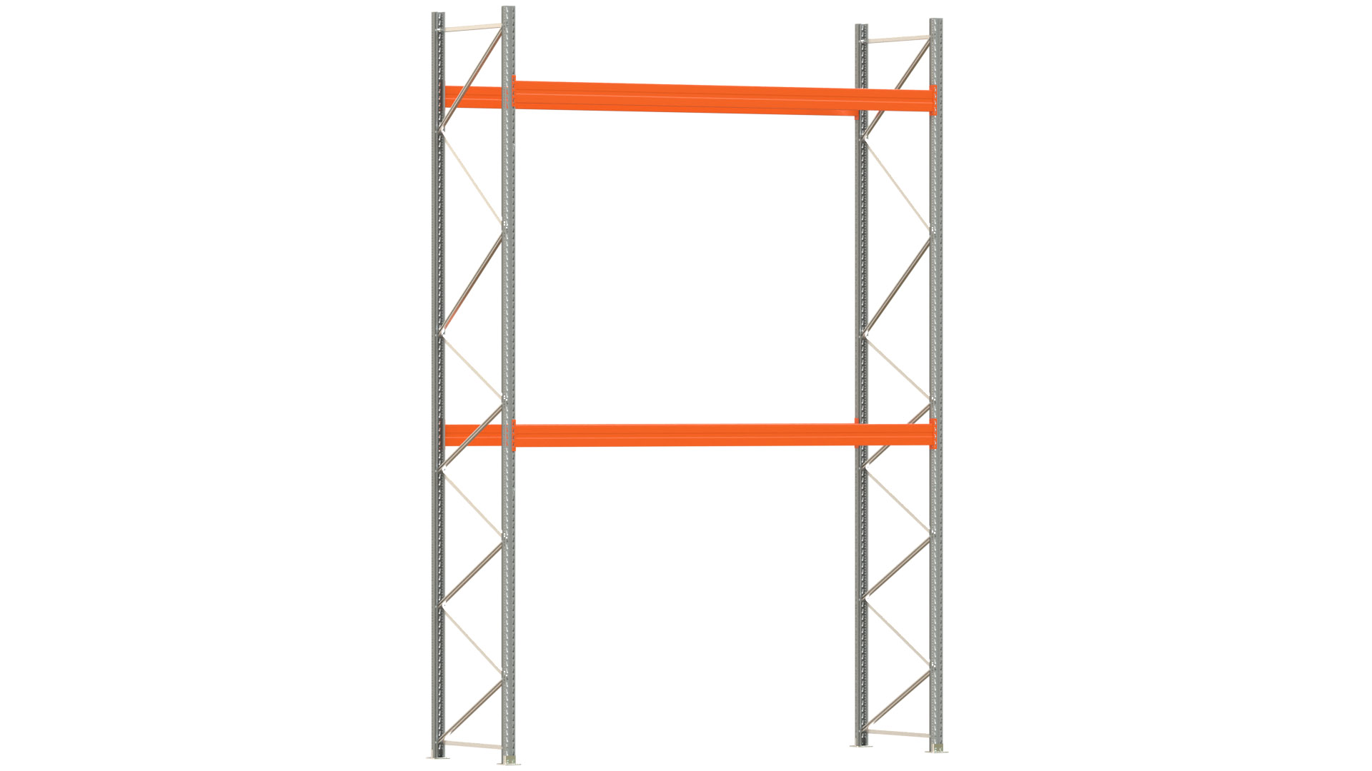 Palettenregal ARTUS - Breite 377 cm - Höhe 550 cm - Tiefe 110 cm - 2 Träger-Ebenen - Fachlast 3600 kg - 12 Palettenstellplätze