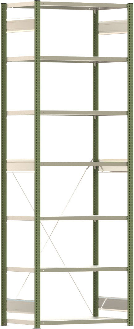 Fachbodenregal BERT - Breite: 100,5 cm - Tiefe: 60 cm - Höhe: 300 cm - 7 Böden - Grundregal