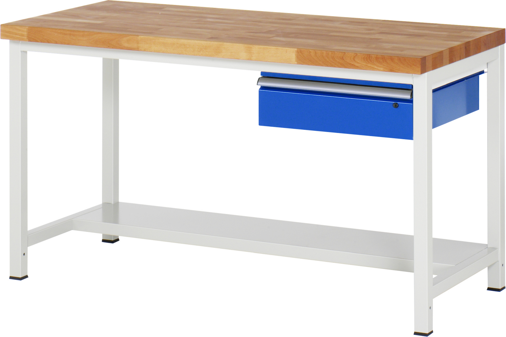 Werkbank Modell 8001,  BxTxH 1500x900x840 mm,  Buche-Massiv Arbeitsplatte 40 mm,  1 Schublade mit  Auszug 90 %