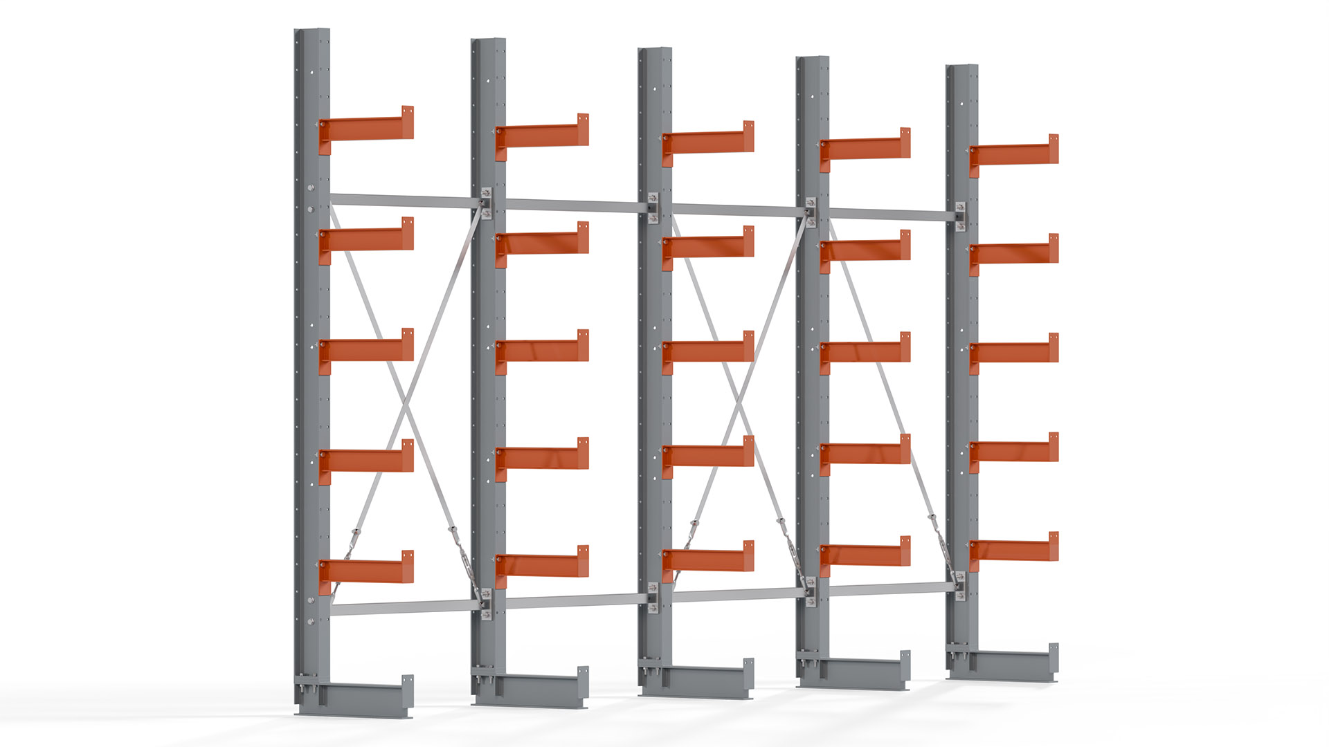 Kragarmregal KARL basic - lackiert - Breite: 400 cm - Höhe: 250 cm - Tiefe: 40 cm - Traglast je Kragarm: 1100 kg - einseitig