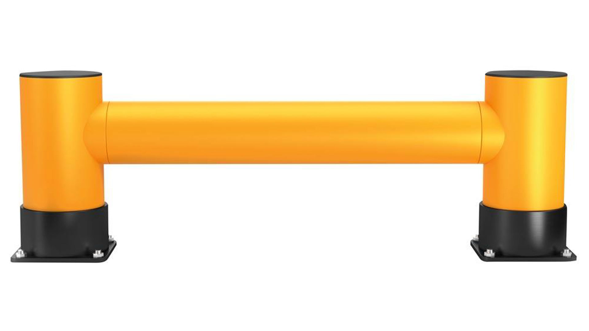 Regalendschutz, Einzelplanke, HDPE, Länge 1200 mm, Höhe 400 mm, Pollerdurchm. 180 mm, Verbindungsrohrdurchm. 140 mm, Farbe gelb