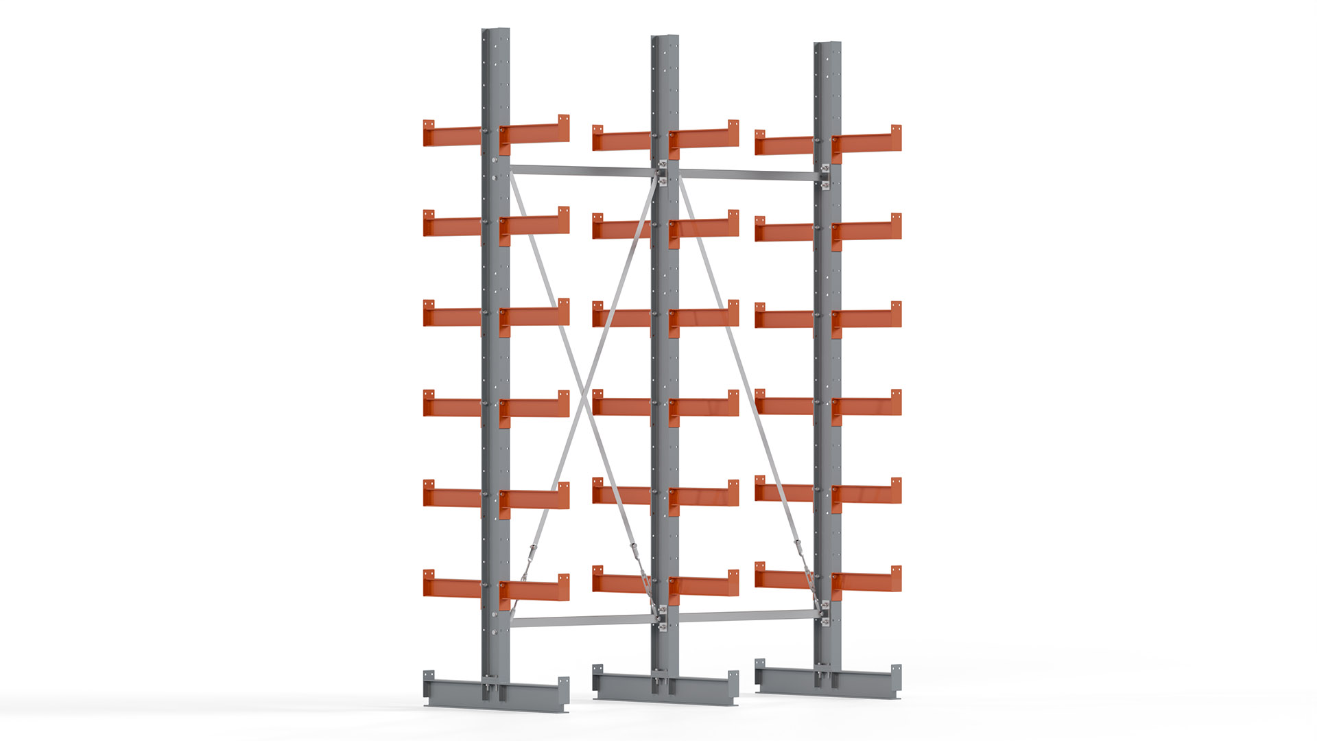 Kragarmregal KARL basic - lackiert - Breite: 200 cm - Höhe: 300 cm - Tiefe: 40 cm - Traglast je Kragarm: 1100 kg - beidseitig