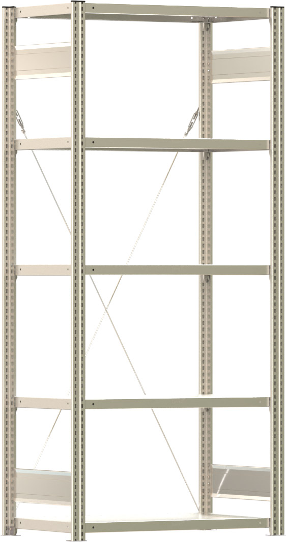 Fachbodenregal BERT - Breite: 87,5 cm - Tiefe: 50 cm - Höhe: 200 cm - 5 Böden - Grundregal