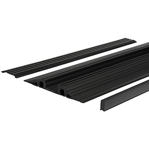 Kabelbrücke aus PVC in schwarz, LxBxH 1000x350x50 mm, inkl. Mittelsteg und Deckel schwarz, VE 2 Stück