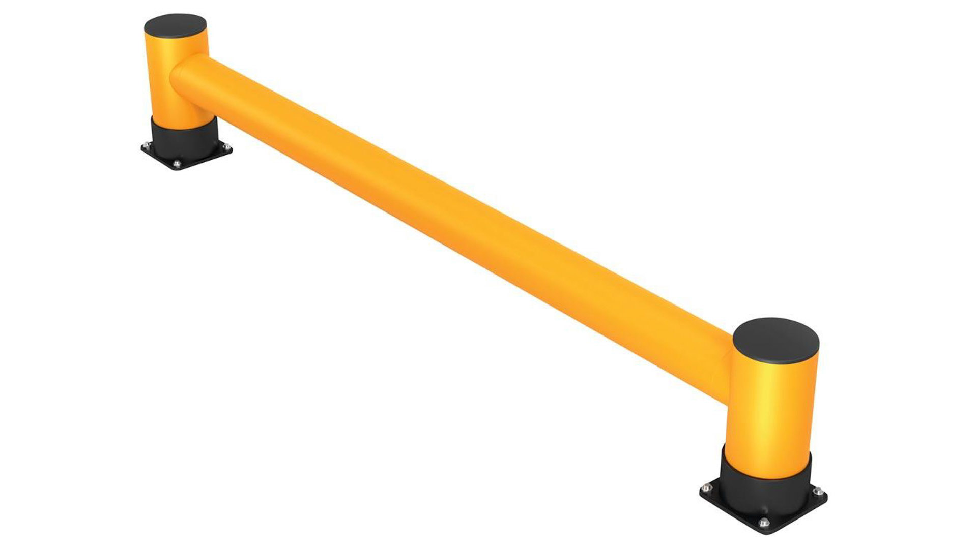 Regalendschutz, Einzelplanke, HDPE, Länge 2500 mm, Höhe 400 mm, Pollerdurchm. 180 mm, Verbindungsrohrdurchm. 140 mm, Farbe gelb