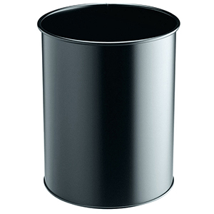 Papierkorb, Stahl, Volumen 15 l, Durchm.xH 260x315 mm, RAL 9005 tiefschwarz