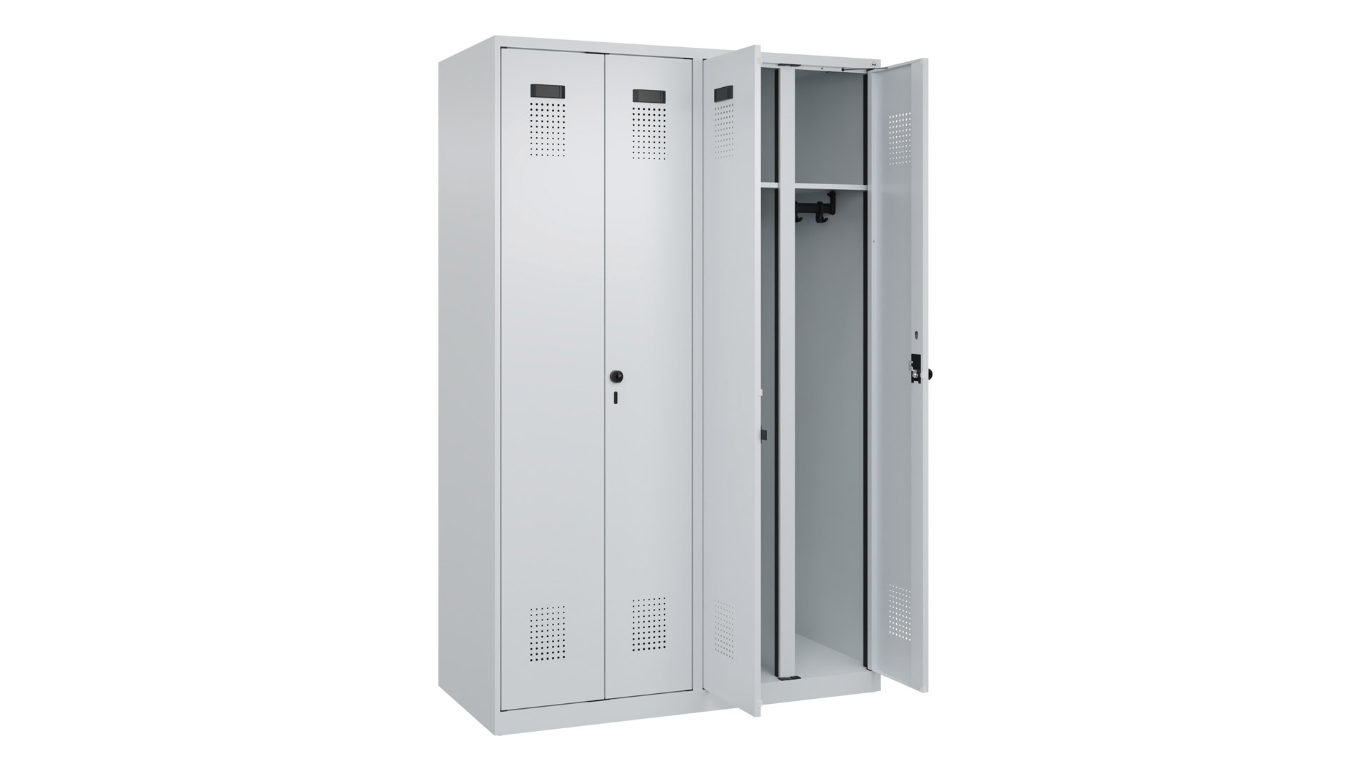 Doppelspind - schwarz weiß Trennung,  Breite 120 cm,  Höhe 185 cm,  Tiefe 50 cm,  4 Abteile