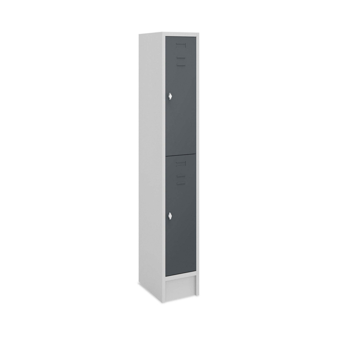 Doppelstock-Spind, 1 Abteil, 2 Fächer, Abteilbreite 30 cm, Höhe 180 cm, Breite 50 cm,  RAL 7035 Lichtgrau / RAL 7016 Anthrazitgrau