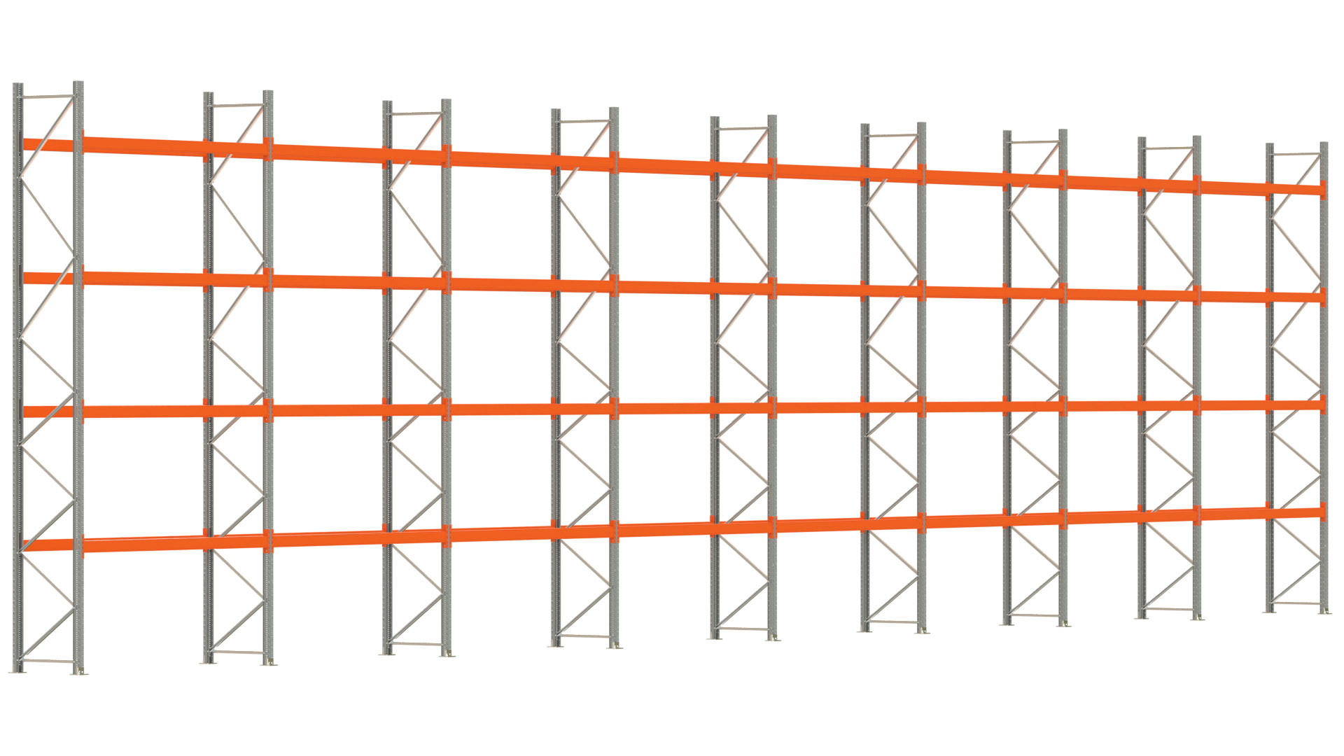 Palettenregal ARTUS - Breite 2236,5 cm - Höhe 550 cm - Tiefe 80 cm - Fachlast 2000 kg - 80 Palettenstellplätze