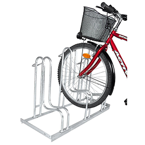 Fahrradständer - Standparker, Stahl verzinkt, einseitige Radeinstellung, Radabstand 350 mm, Hoch-/Tiefstellung, 3er Stand, Länge 1050 mm