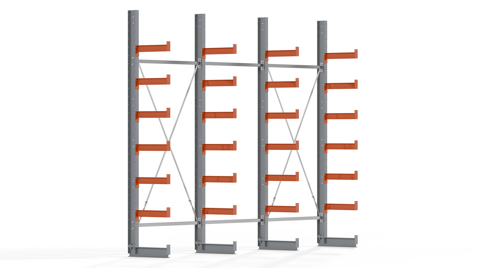 Kragarmregal KARL basic - lackiert - Breite: 384 cm - Höhe: 300 cm - Tiefe: 50 cm - Traglast je Kragarm: 870 kg - einseitig