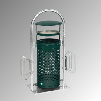 Abfallbehälter mit Ascher - 65 l - für Außeneinsatz - 580x380x1280mm - verzinkt