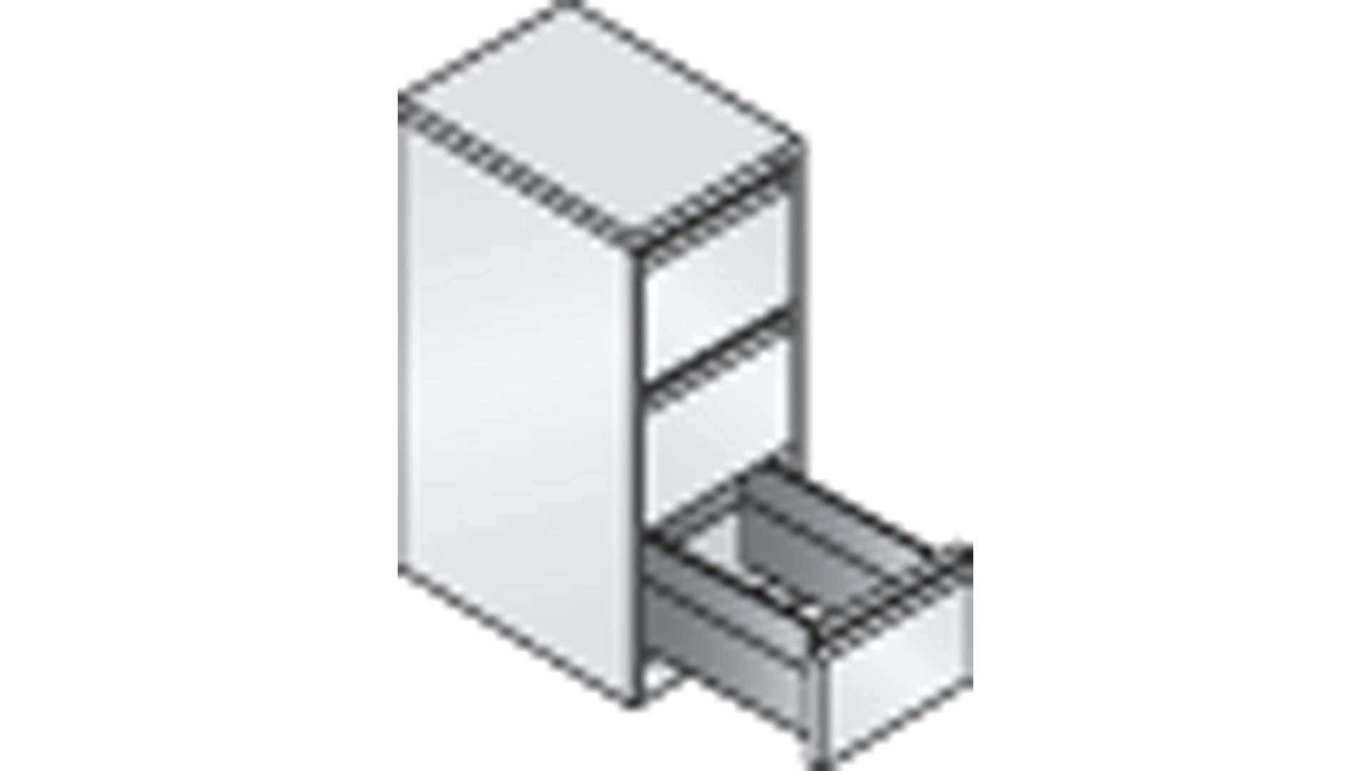 Hängeregisterschrank, Schubladenschrank, BxTxH 433x590x1045 mm,  einbahnig, 3 Schubladen, Griffleiste, RAL 9016 verkehrsweiß