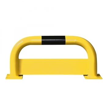 Rammschutz-Bügel mit Unterfahrschutz, Anfahrschutz aus Gütestahl, hochbelastbar, 750 mm Breite, 350 mm Höhe, gelb kunststoffbeschichtet
