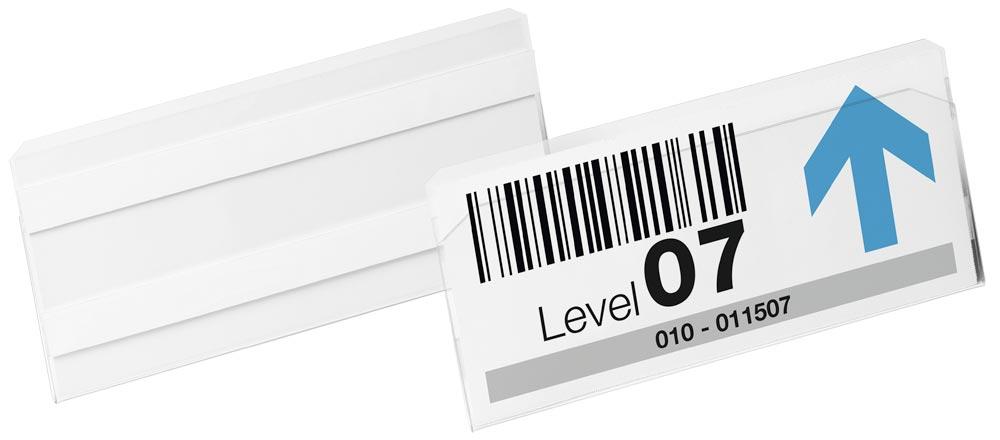 Etikettentasche, transparente Hartfolie, selbstklebend, BxH 150x67 mm, , VE 10 Stück, Mindestabnahme 5 VE