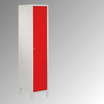 Wäschesammelschrank - 1.850 x 400 x 500 mm (HxBxT) - Sockel - Zylinderschloss - lichtgrau/enzianblau